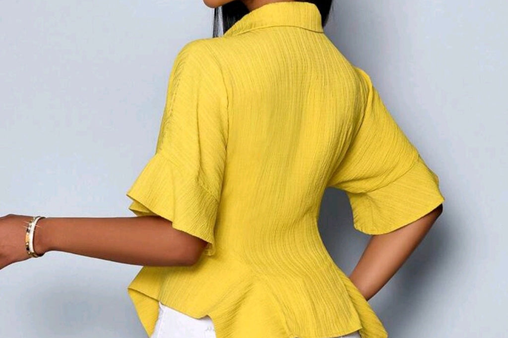 Blouse style quotidien couleur jaune