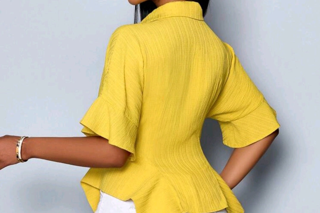 Blouse style quotidien couleur jaune