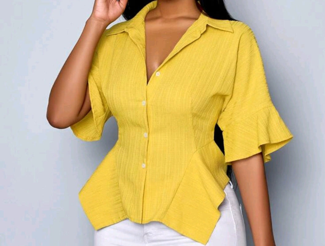 Blouse style quotidien couleur jaune